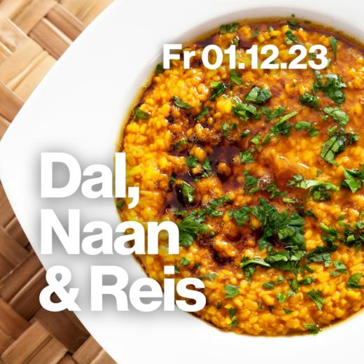 Bild: Freitagstisch: Linsen-Daal (vegan) mit Reis und Naan